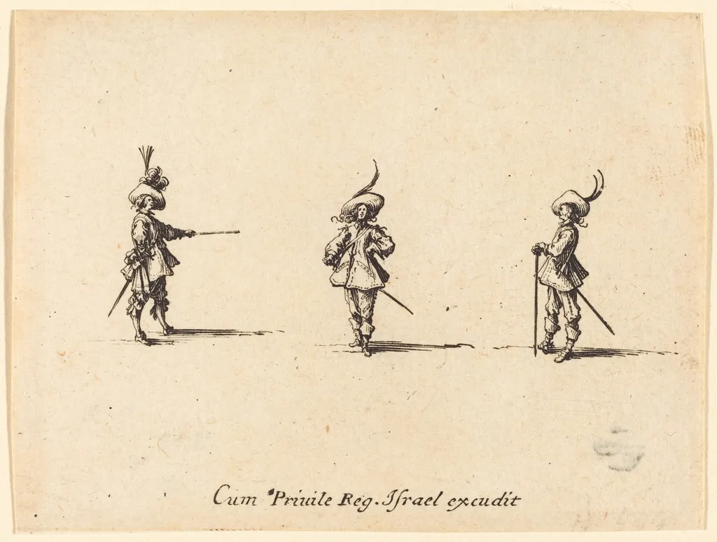 Unarmed Drill, by Jacques Callot, ink, 1634