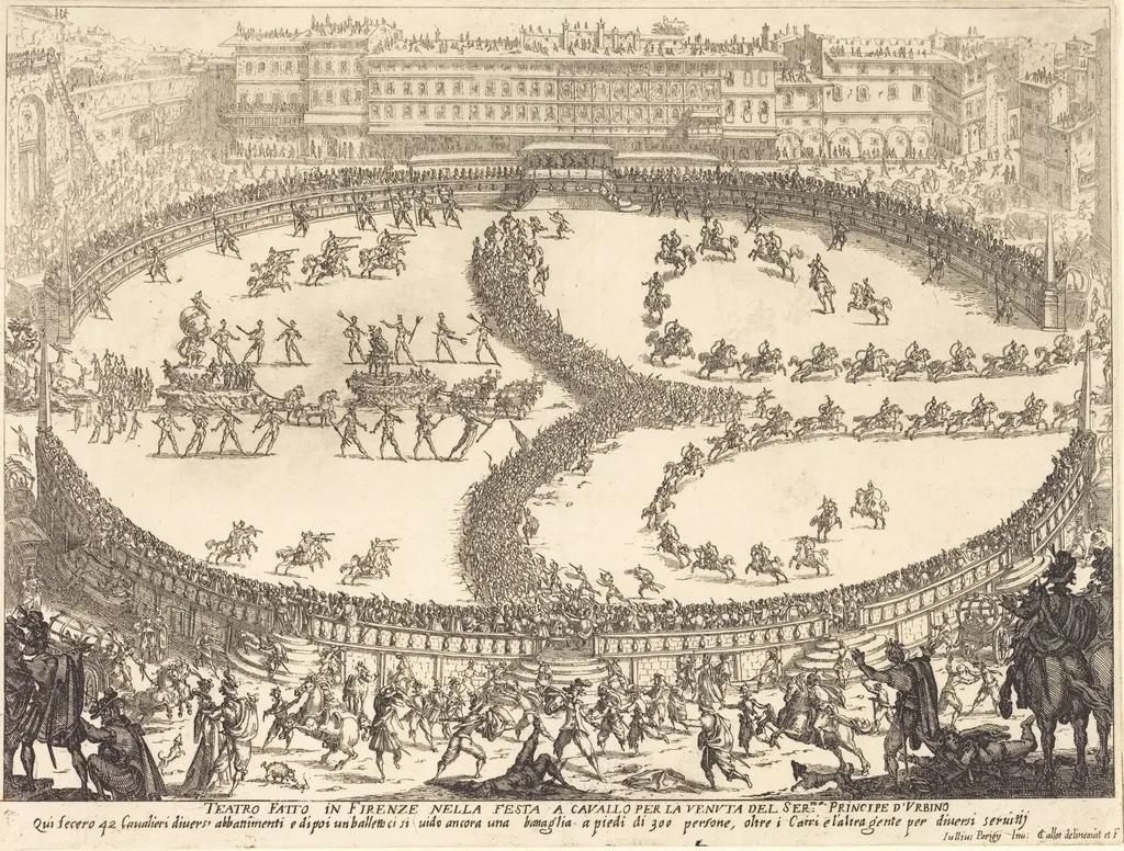 View of the Festival, by Jacques Callot, ink, 1616