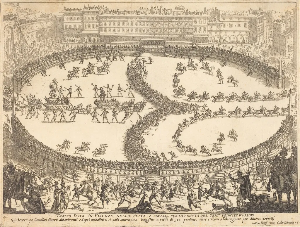View of the Festival, by Jacques Callot, ink, 1616