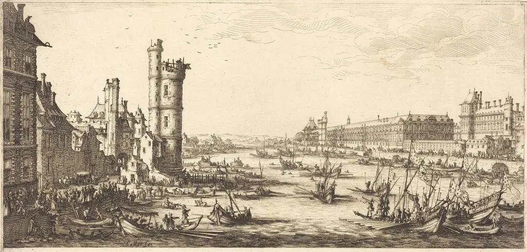 View of the Louvre, by Jacques Callot, ink, 1629