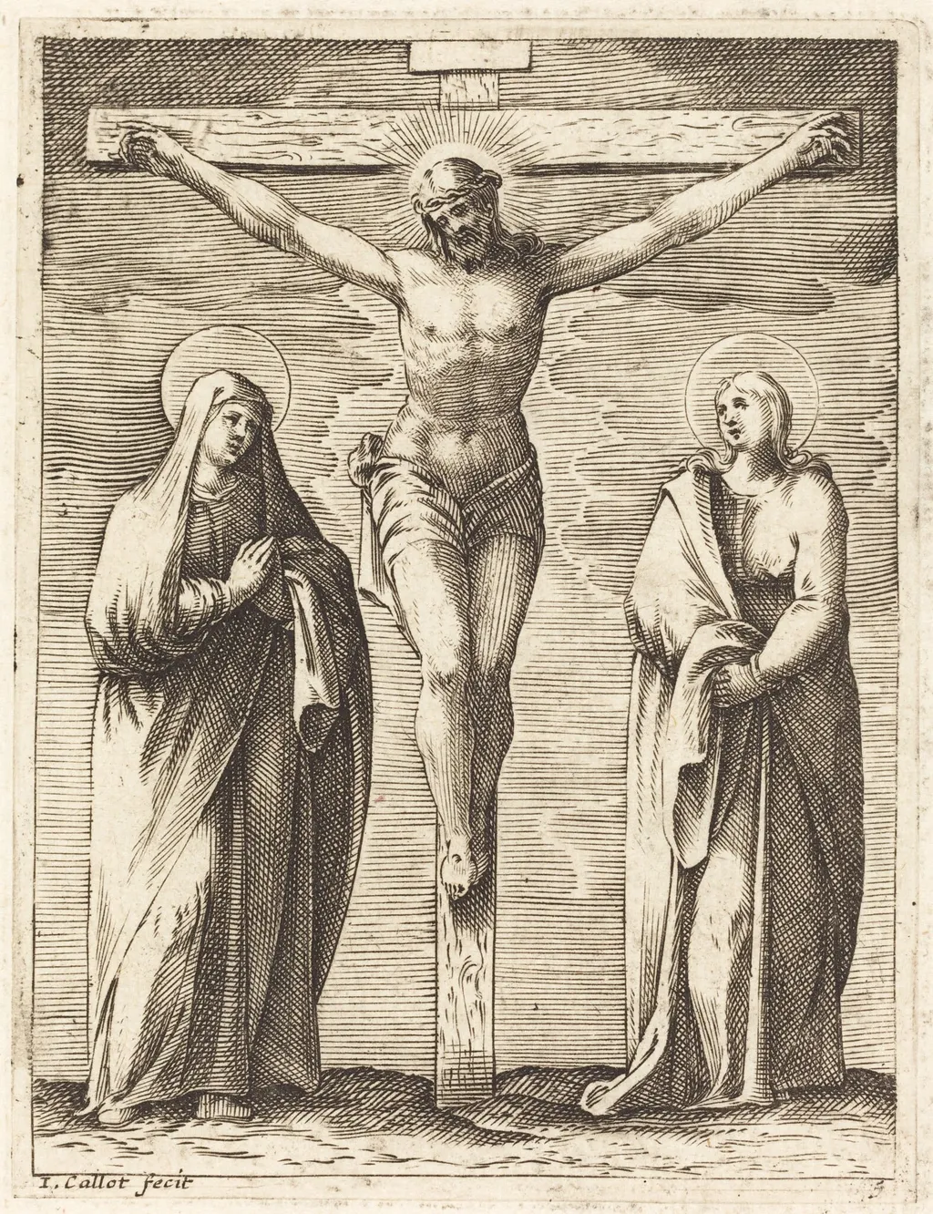 Virgin and Saint John at the Foot of the Cross, by Jacques Callot, ink, 1610