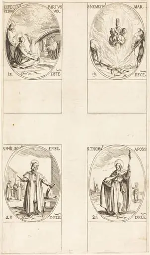 Waiting for the Virgin to Give Birth; St. Nemesius; St. Philogonius; St. Thomas, by Jacques Callot