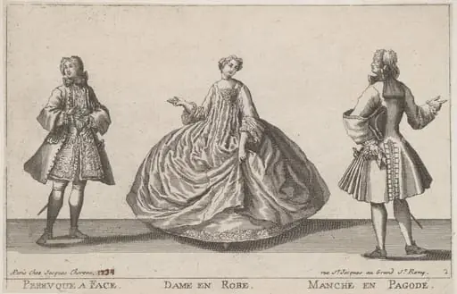 Perruque à Face/Dame en Robe/Manche en Pagode, by Jacques Chéreau