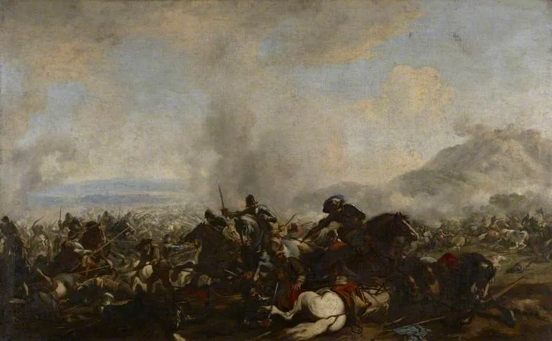 A Battle, by Jacques Courtois, oil, 1662