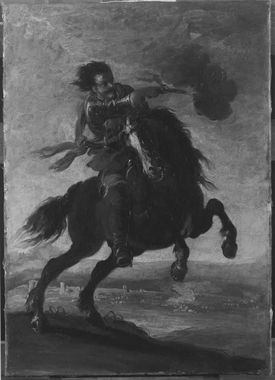 Reiter im Angriff, by Jacques Courtois, unspecified, 1648