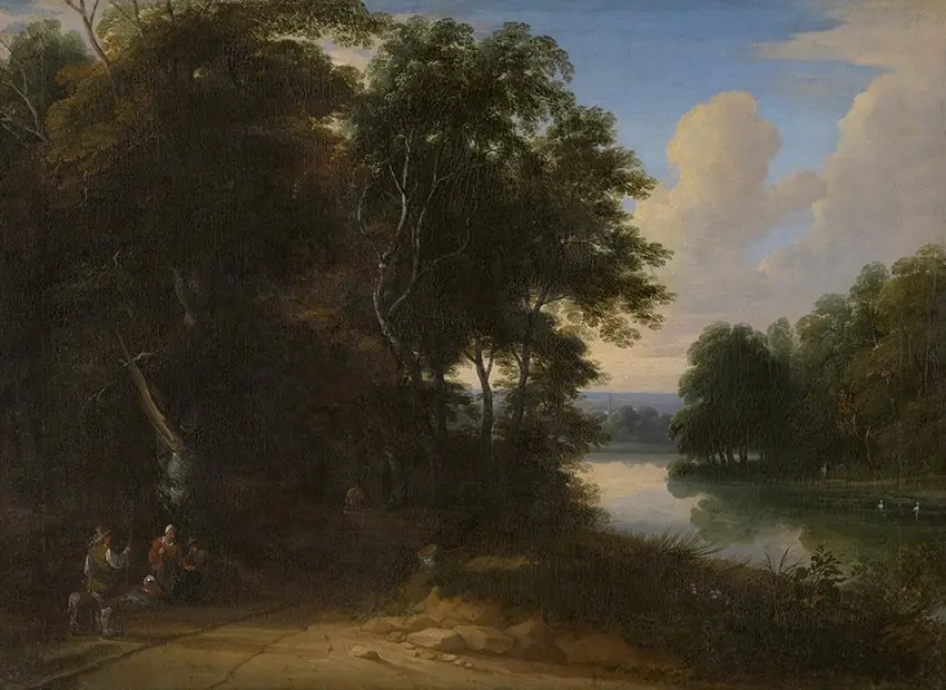 Boslandschap met rivier