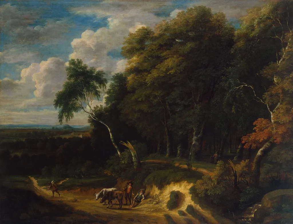 Landscape with a Herd, by Jacques d'Arthois, oil, 1640
