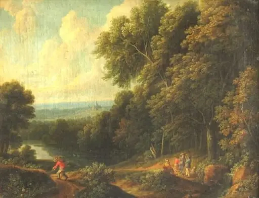 Peisaj cu copaci și cascadă mică, by Jacques d'Arthois