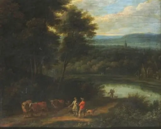 Peisaj păduros cu râu, by Jacques d'Arthois