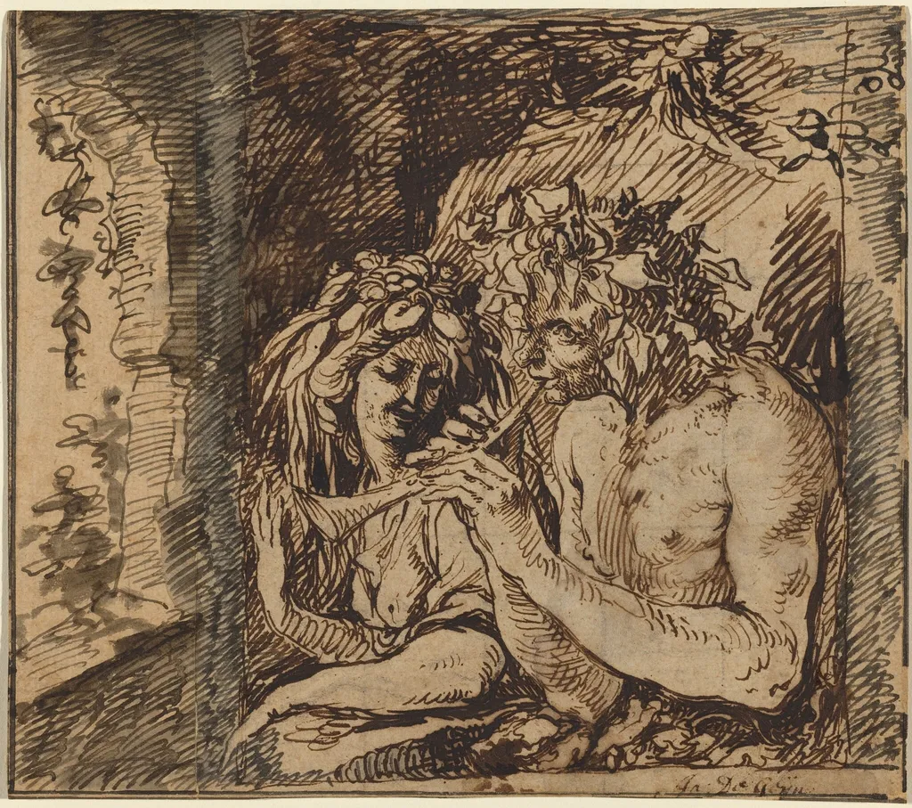 Bacchus and Ceres, by Jacques de Gheyn II, ink, 1597