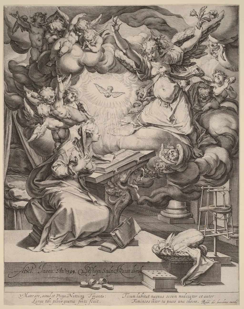 The Annunciation, by Jacques de Gheyn II, ink, 1593