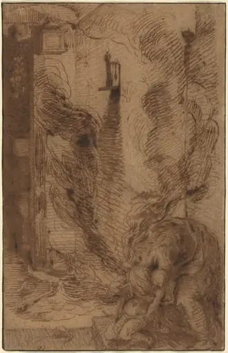 Witchcraft Scene with a Vampire [recto], by Jacques de Gheyn II