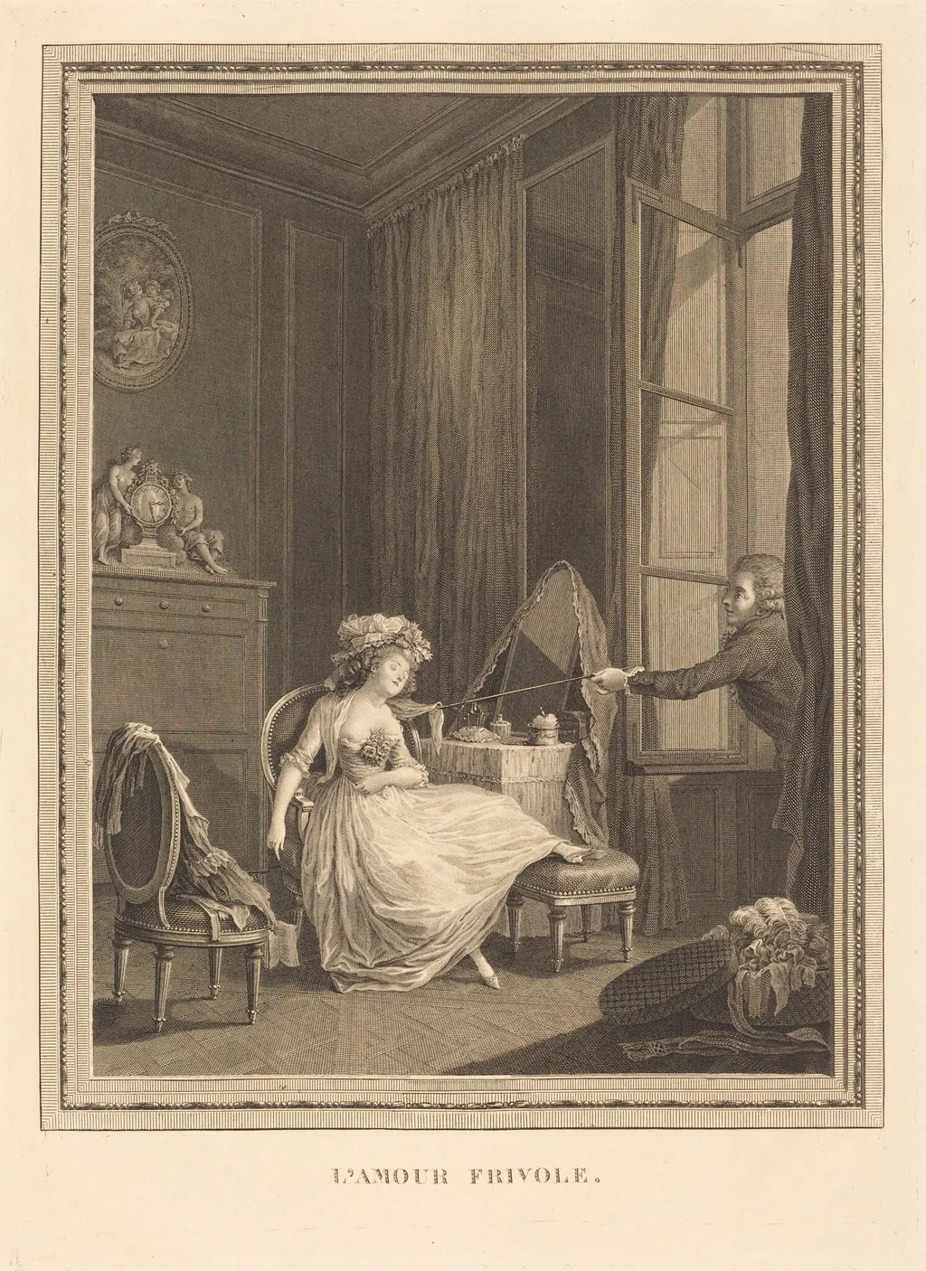 L'amour frivole, by Jacques-Firmin Beauvarlet, ink, 1764