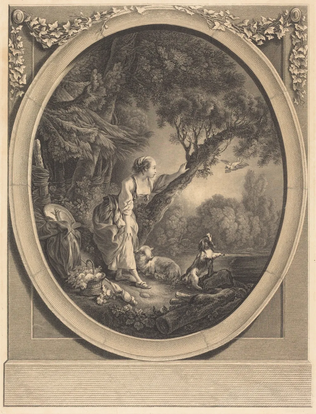 L'Arrivée du Courrier, by Jacques-Firmin Beauvarlet, ink, 1764