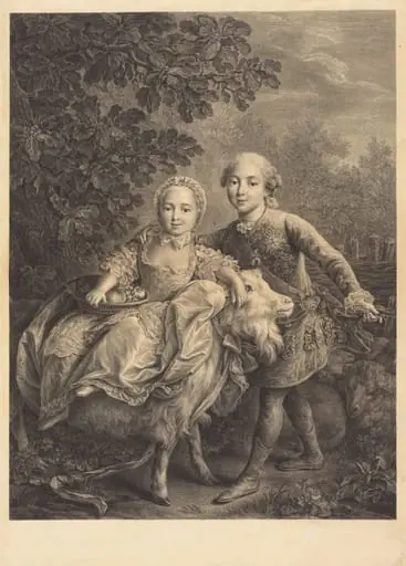 The Comte d'Artois and His Sister Mademoiselle Clotilde, by Jacques-Firmin Beauvarlet