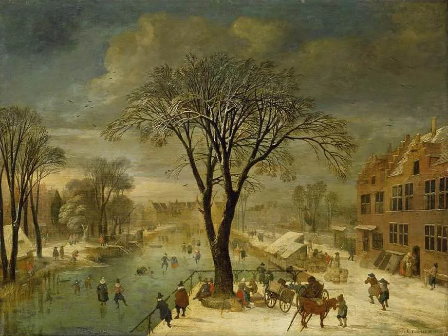 Winter scene, by Jacques Fouquier, oil, 1617