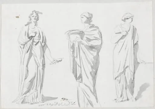 A Muse and Two Female Figures, by Jacques-Louis David