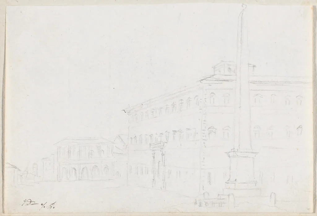 A Piazza with an Obelisk, by Jacques-Louis David, graphite, 1778