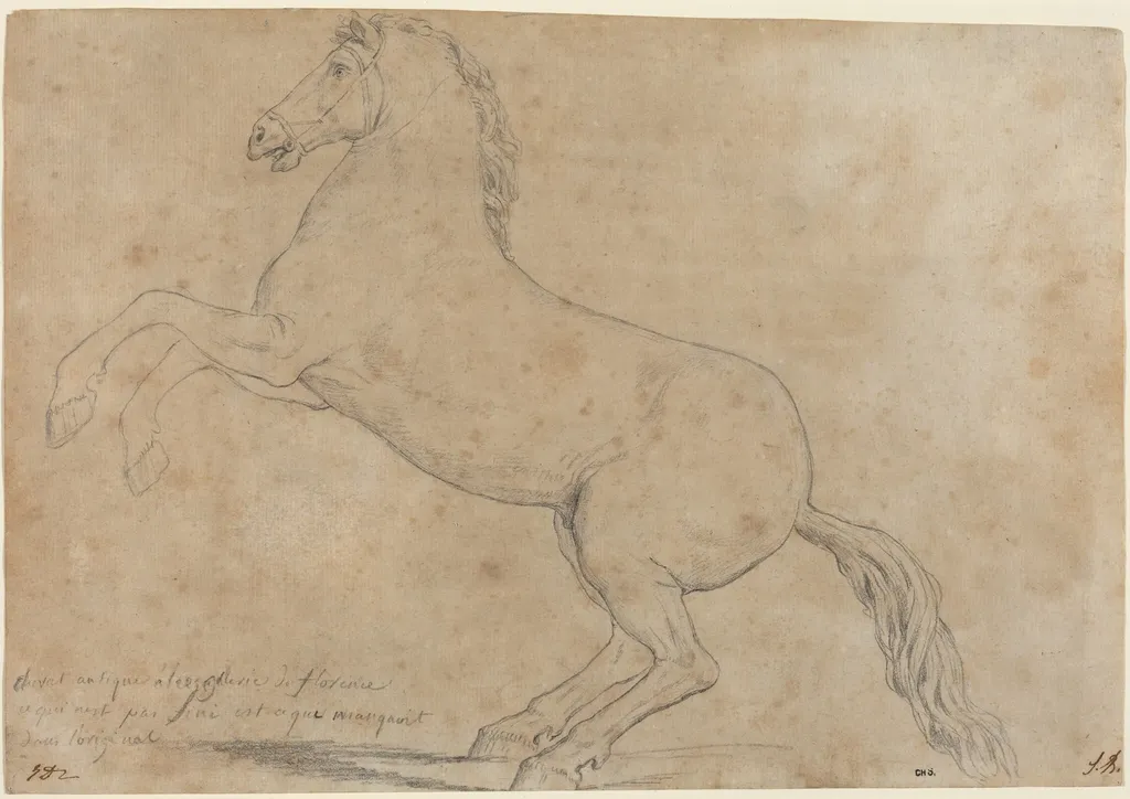 An Antique Sculpture of a Horse, by Jacques-Louis David, graphite, 1780