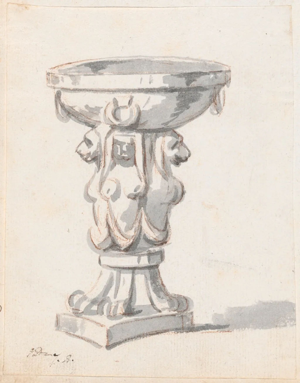 Basin Supported by Sphinxes, by Jacques-Louis David, chalk, 1778