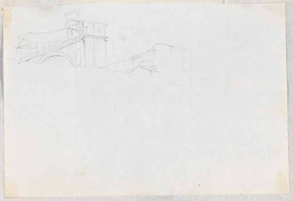 Classical Buildings above a Wall, by Jacques-Louis David, graphite, 1778
