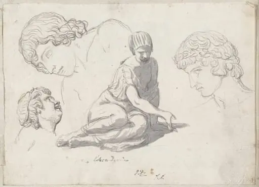 Dice-Thrower and Other Studies after Ancient Sculptures, by Jacques-Louis David