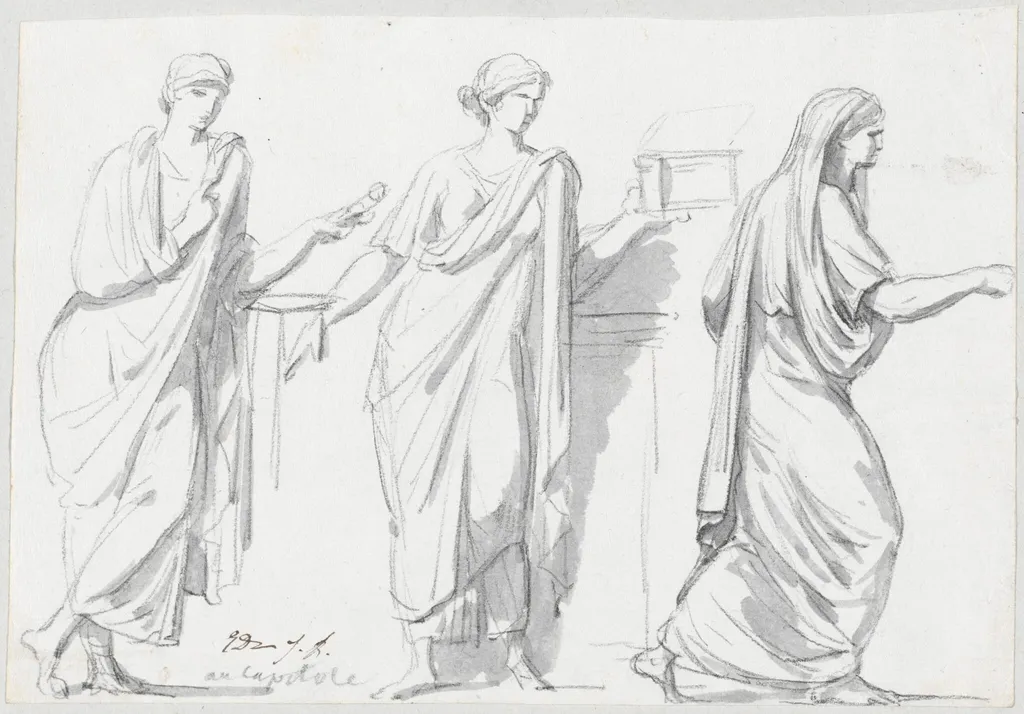 Figures from the Sarcophagus of the Muses, by Jacques-Louis David, 1778