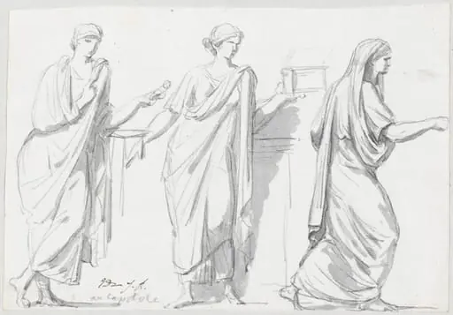 Figures from the Sarcophagus of the Muses, by Jacques-Louis David