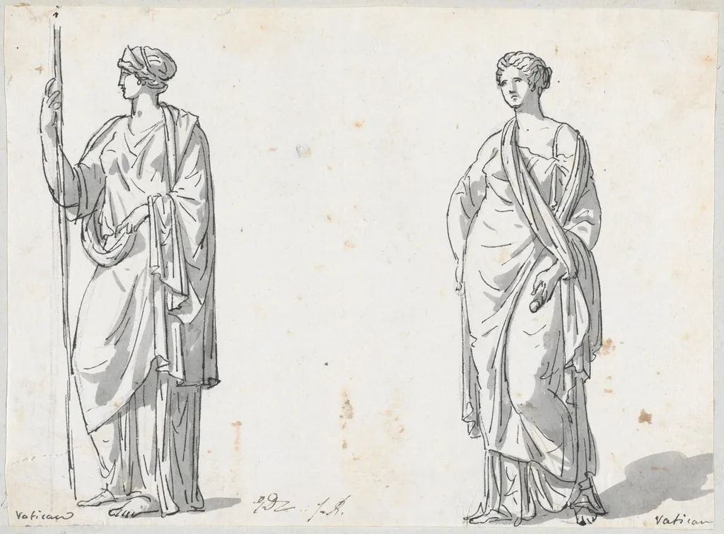 Hera and Ceres, from the Vatican, by Jacques-Louis David, ink, 1778