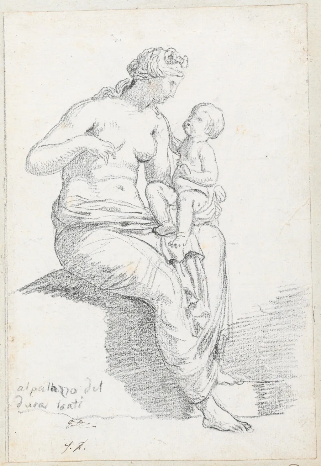 Leucothea, Side View, by Jacques-Louis David, chalk, 1778