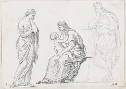 Mother and Child Flanked by Two Standing Figures, by Jacques-Louis David
