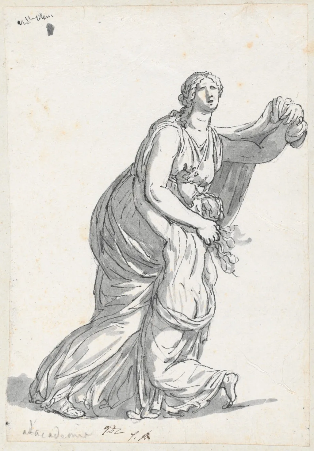 Niobe and Her Daughter, by Jacques-Louis David, ink, 1778