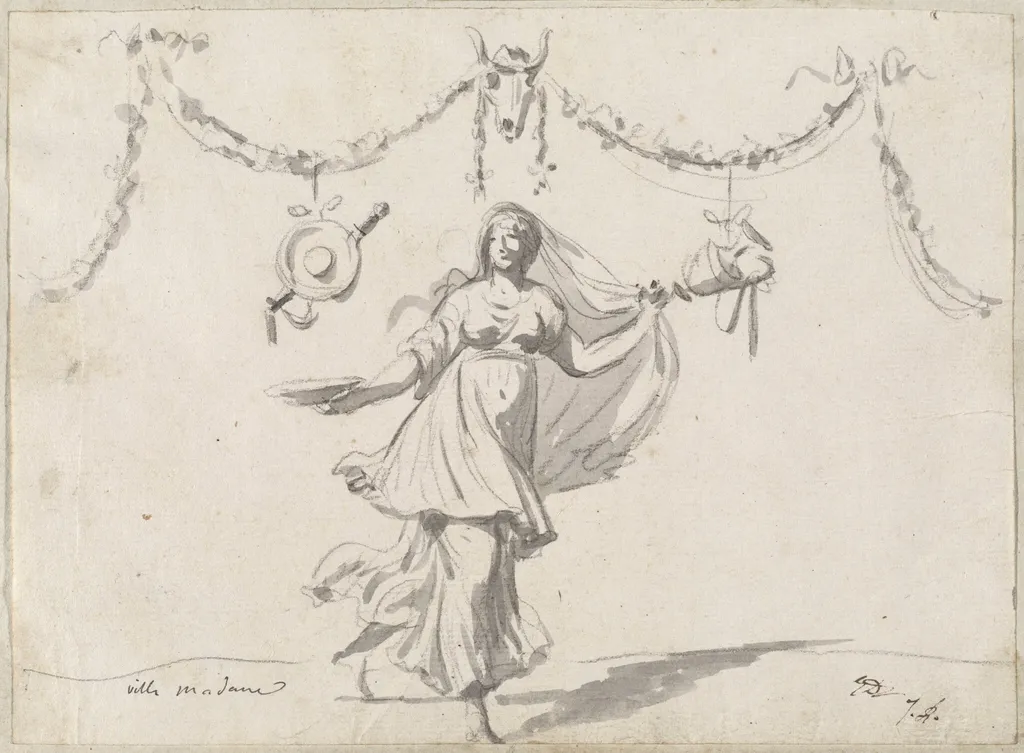 Ornament with a Woman in Ancient Dress, by Jacques-Louis David, graphite, 1778