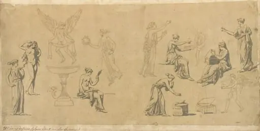Studies of Classical Women, with Eros, by Jacques-Louis David