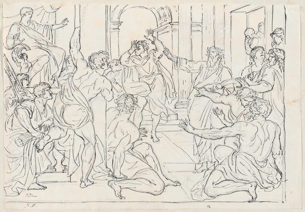 The Blinding of Elymas, by Jacques-Louis David, ink, 1778