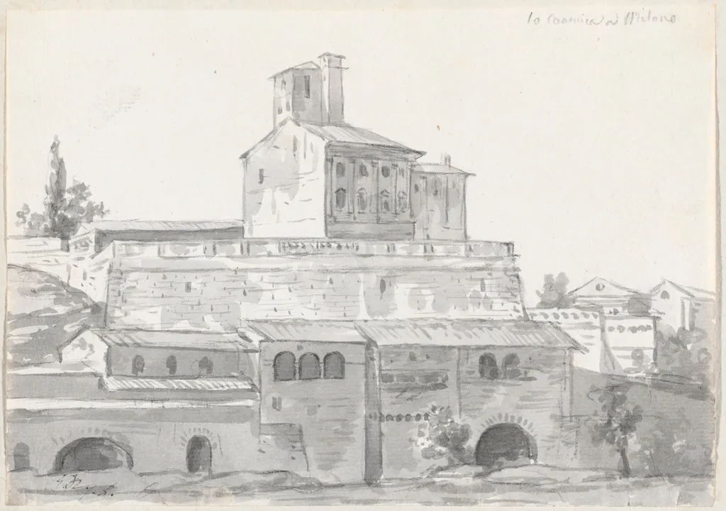 The Canonica of Sant'Ambrogio, Milan, by Jacques-Louis David, chalk, 1778