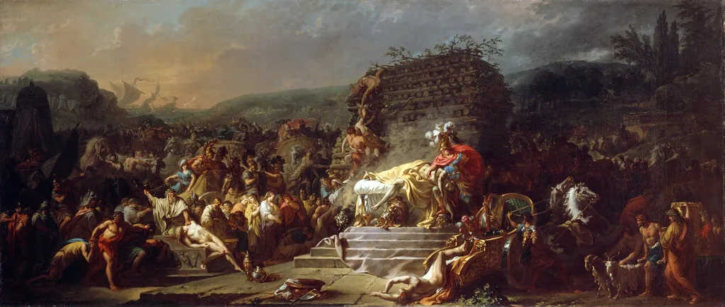 The Funeral of Patroclus, by Jacques-Louis David, oil, 1790