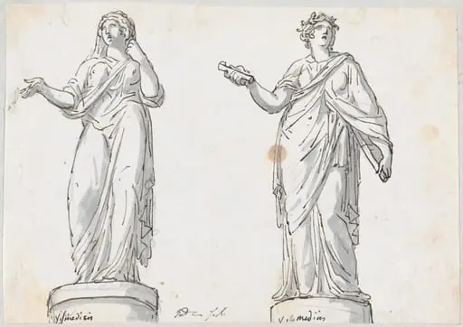 Two Female Figures from the Villa Medici, by Jacques-Louis David