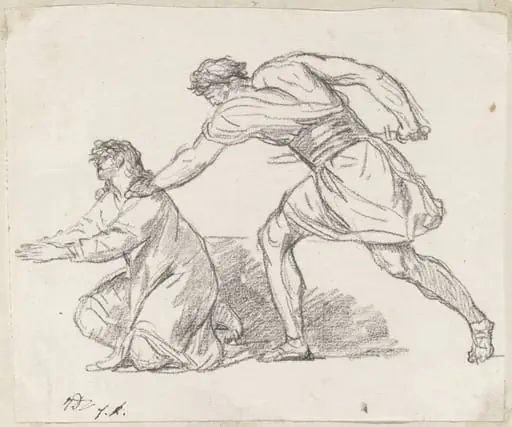 Warrior Seizing a Kneeling Figure, by Jacques-Louis David