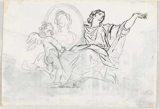 Woman and Putto with a Memorial Portrait, by Jacques-Louis David