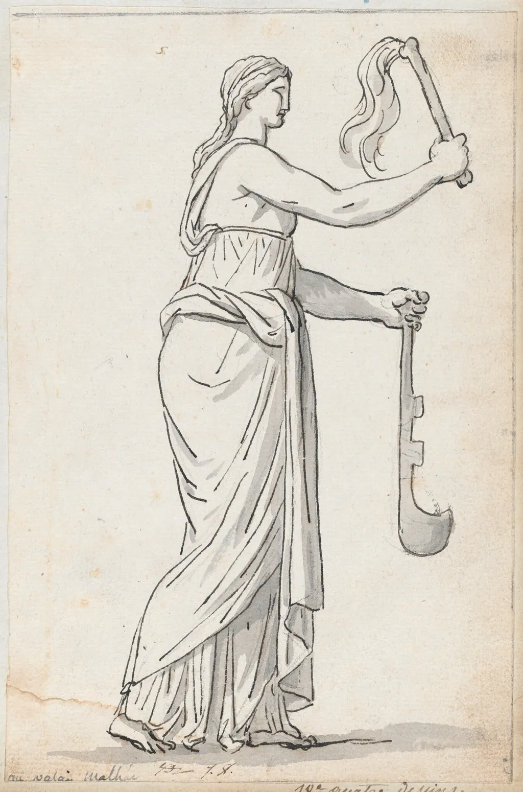 Woman from a Procession, from the Palazzo Mattei, by Jacques-Louis David, graphite, 1778