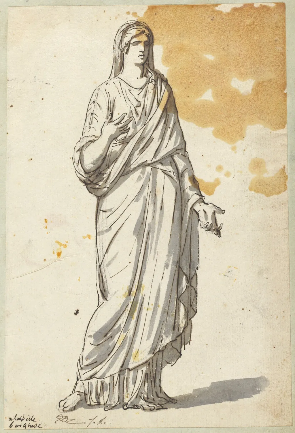 Woman from the Villa Borghese, by Jacques-Louis David, ink, 1778