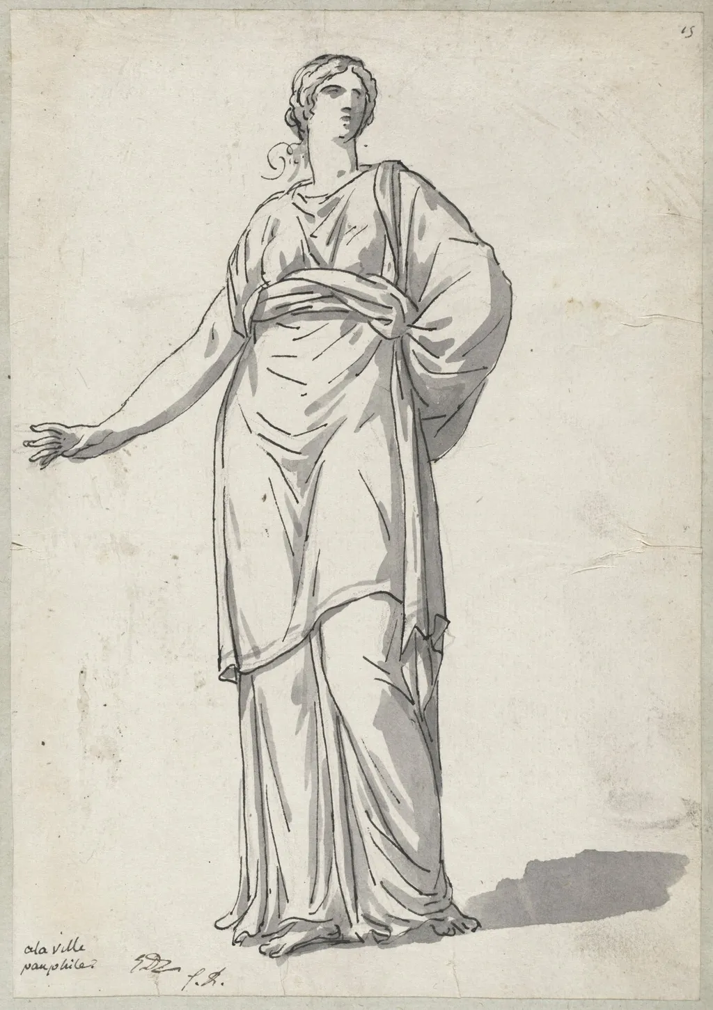 Woman from the Villa Pamphili, by Jacques-Louis David, ink, 1778