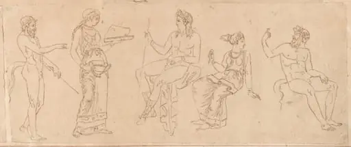Woman with a Dish and Various Classical Figures, by Jacques-Louis David