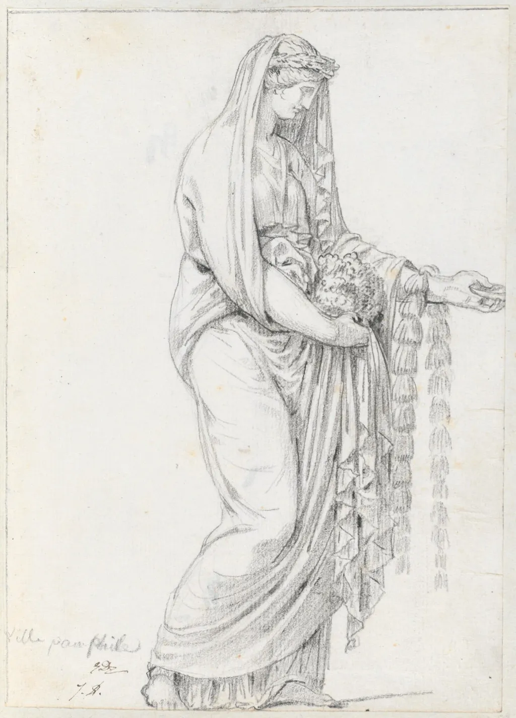 Woman with a Garland, from the Villa Pamphili, by Jacques-Louis David, chalk, 1778