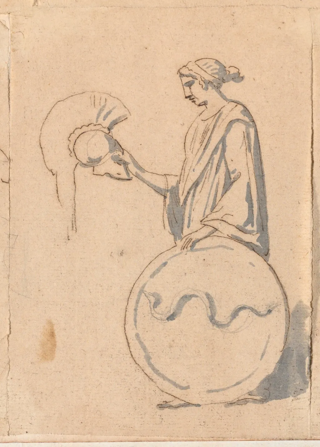 Woman with a Helmet and Shield, by Jacques-Louis David, graphite, 1778
