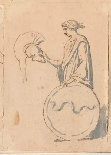Woman with a Helmet and Shield, by Jacques-Louis David