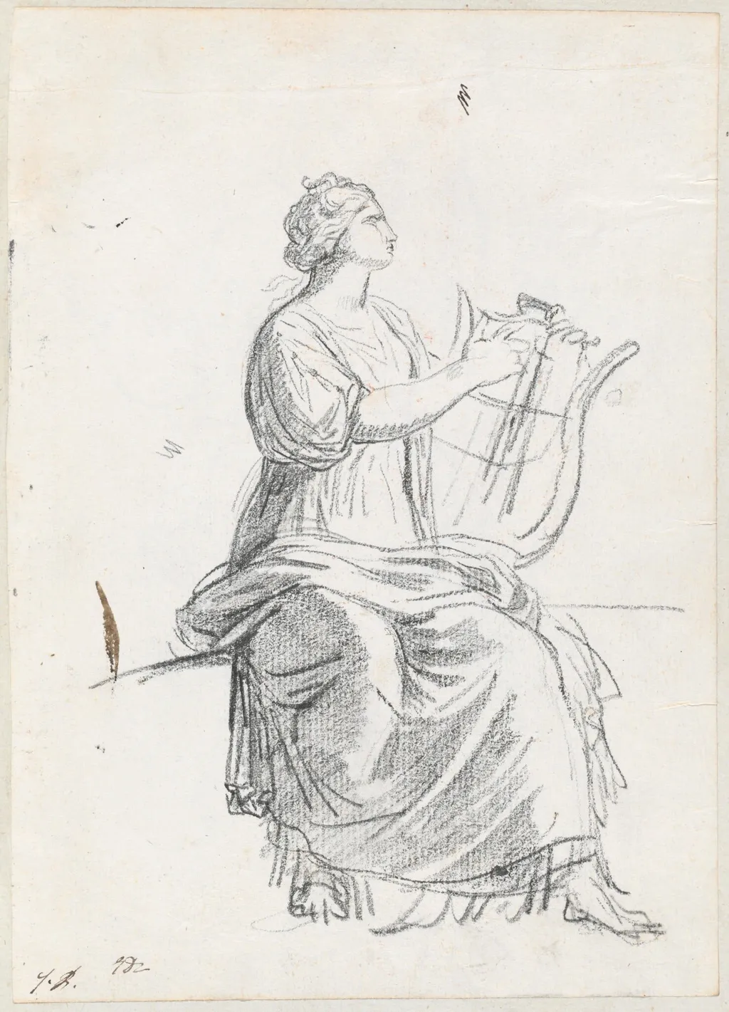 Woman with a Lyre, by Jacques-Louis David, chalk, 1778