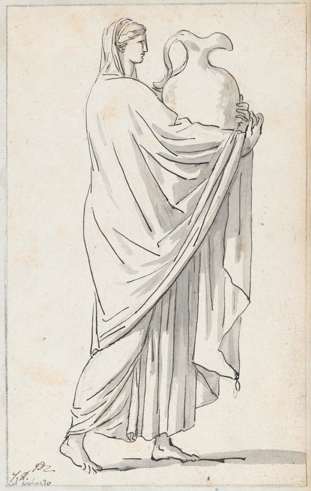 Woman with a Pitcher, from the Palazzo Mattei, by Jacques-Louis David, graphite, 1778
