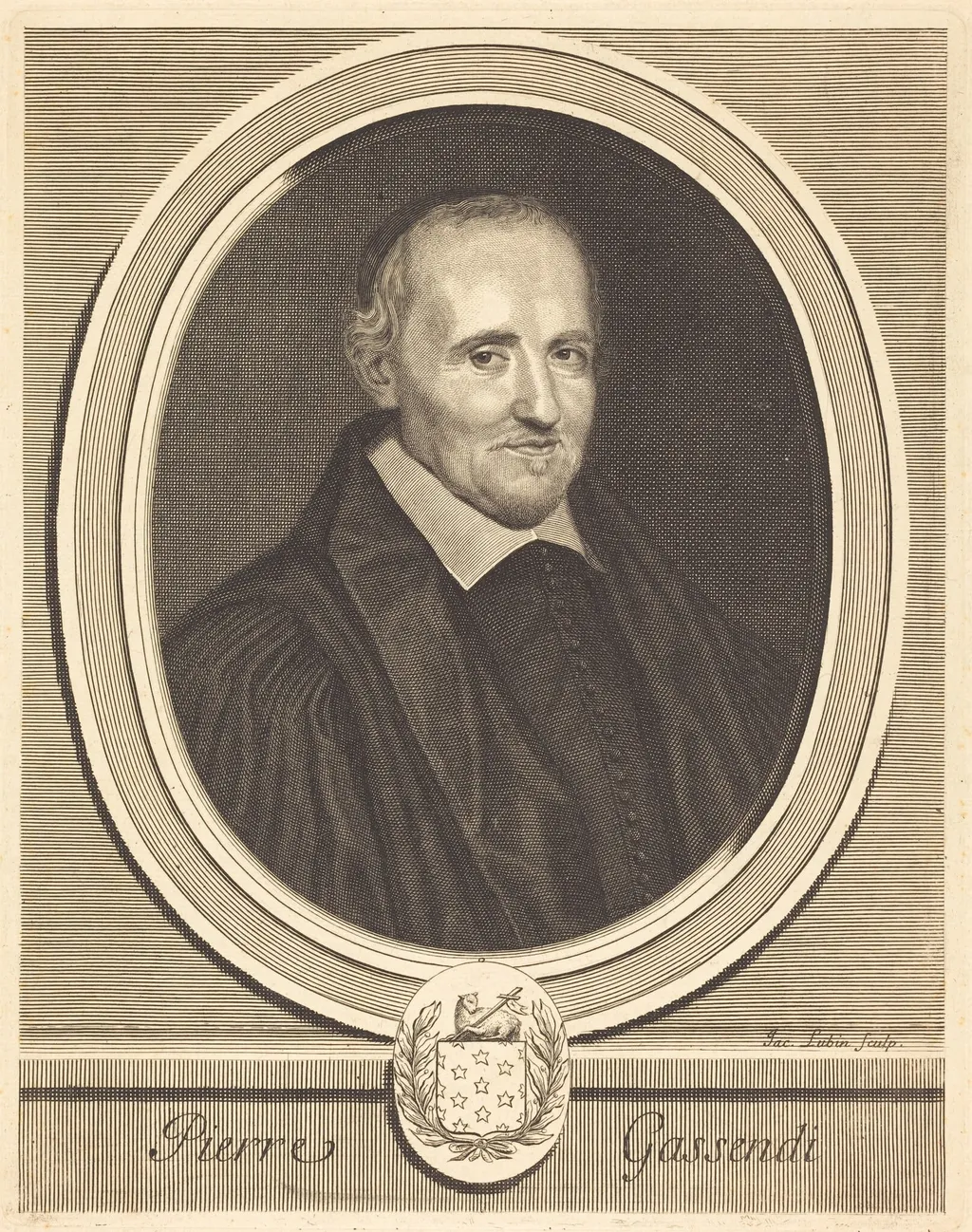 Pierre Gassendi, by Jacques Lubin, ink, 1681